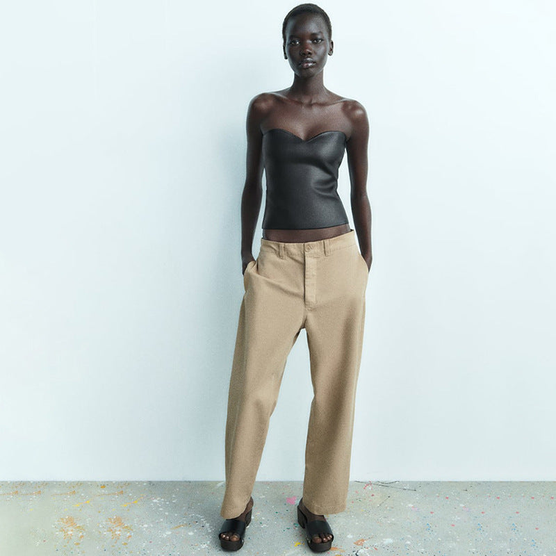 Dames Top – Strapless Metallic Partytop met Glanzende Afwerking