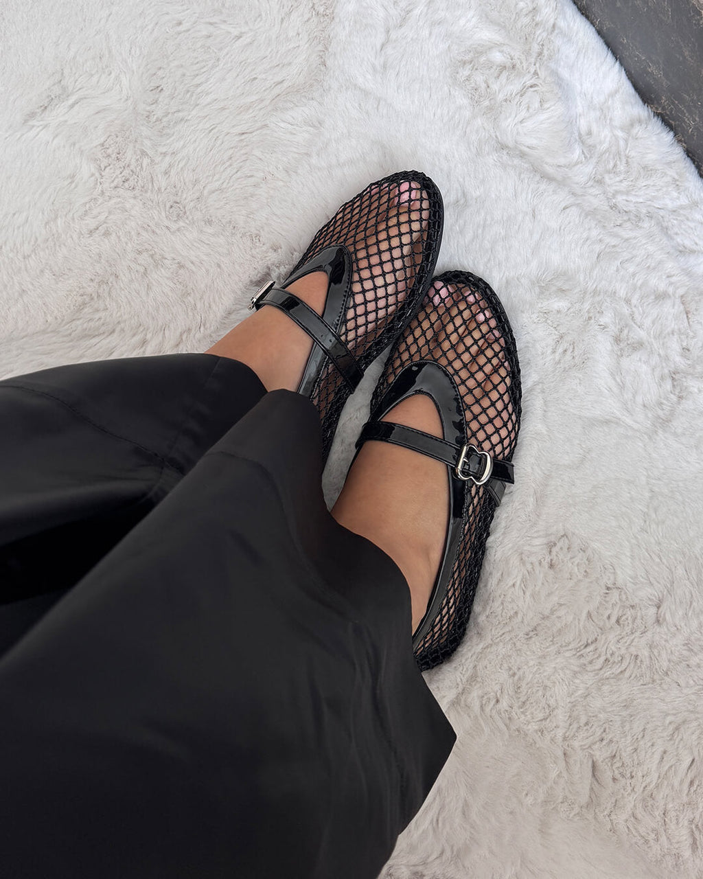 Juliette Mesh Ballerina's | Dames ballerina's met ademend mesh en leren details