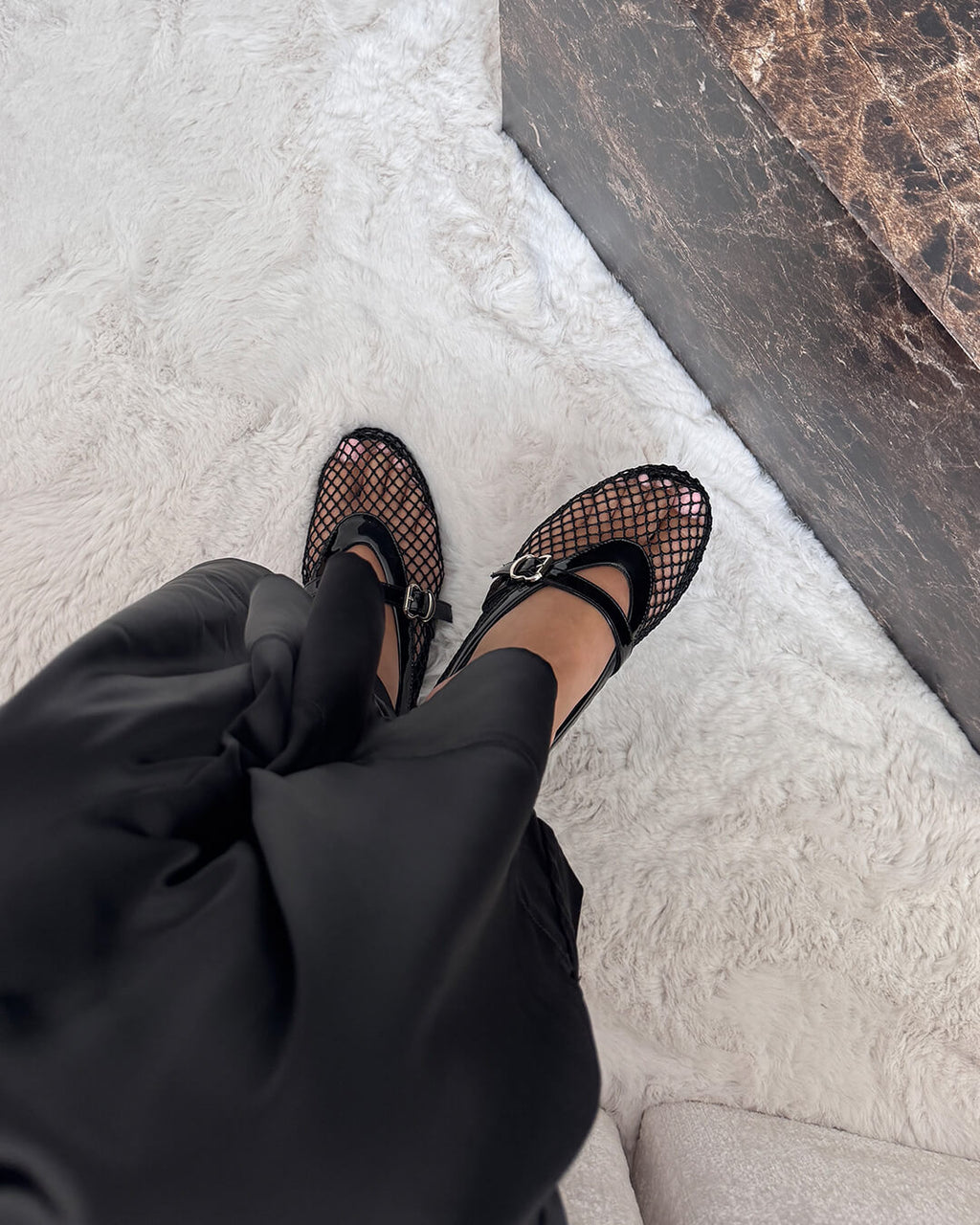 Juliette Mesh Ballerina's | Dames ballerina's met ademend mesh en leren details