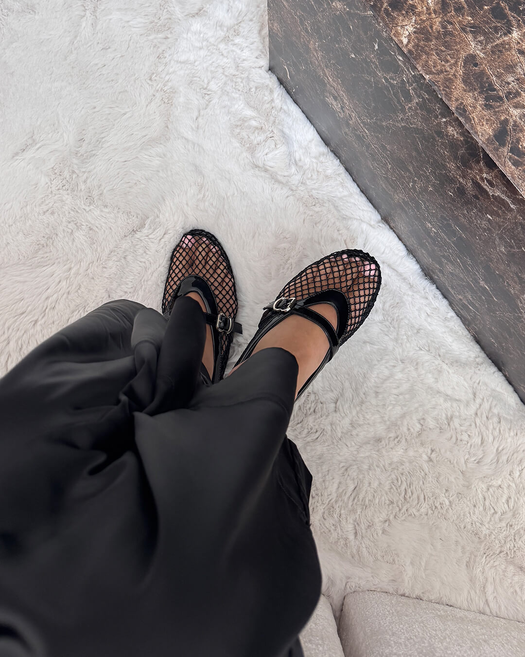 Juliette Mesh Ballerina's | Dames ballerina's met ademend mesh en leren details