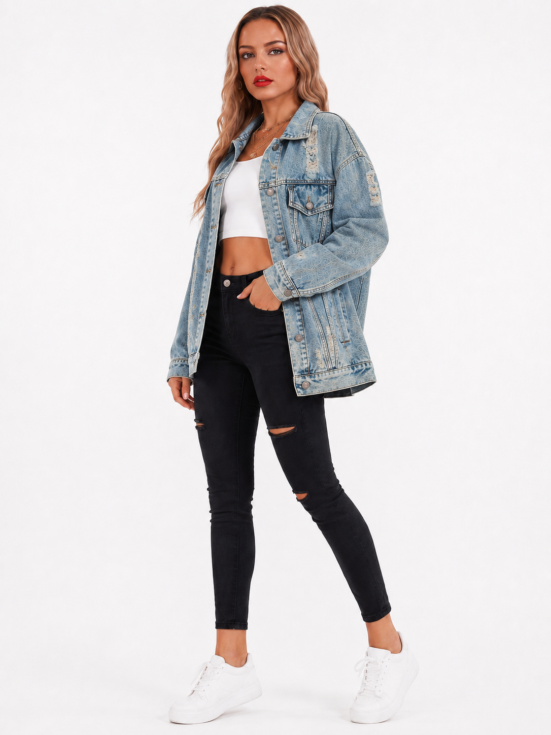 Hillary - Oversized Spijkerjack Met Vintage Look