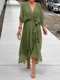 Louisa – Chiffon jurk met v-hals