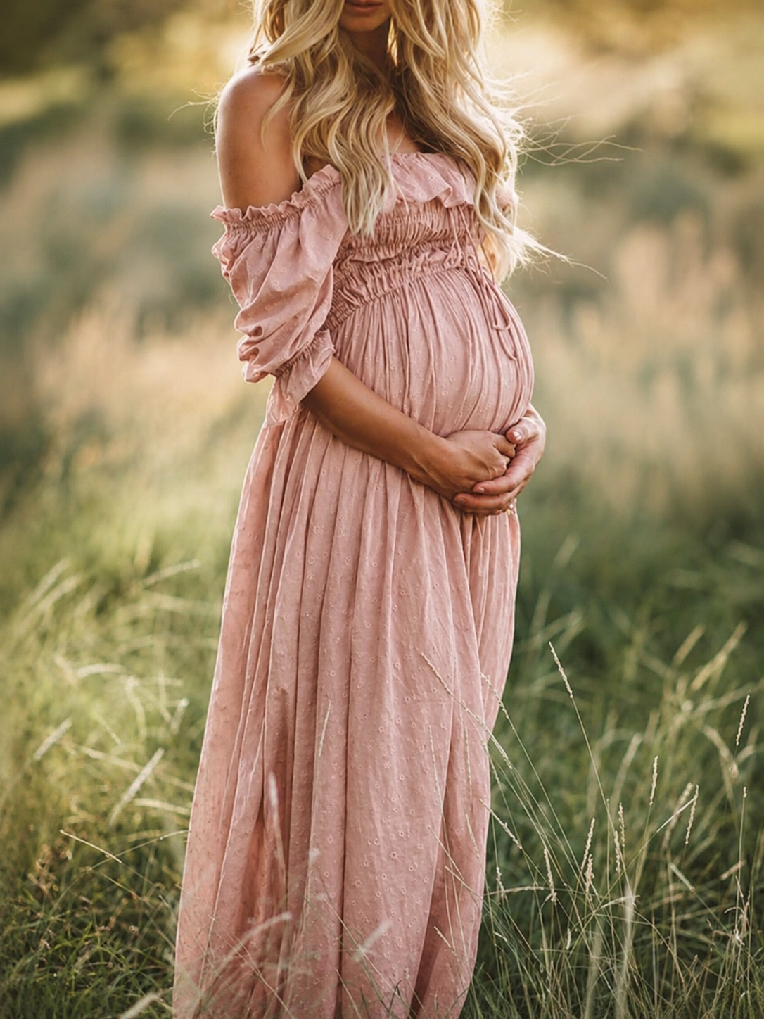 Anne-Elise | Zwangerschapsjurk voor Dames met Off-Shoulder Ontwerp en Luchtige Pasvorm
