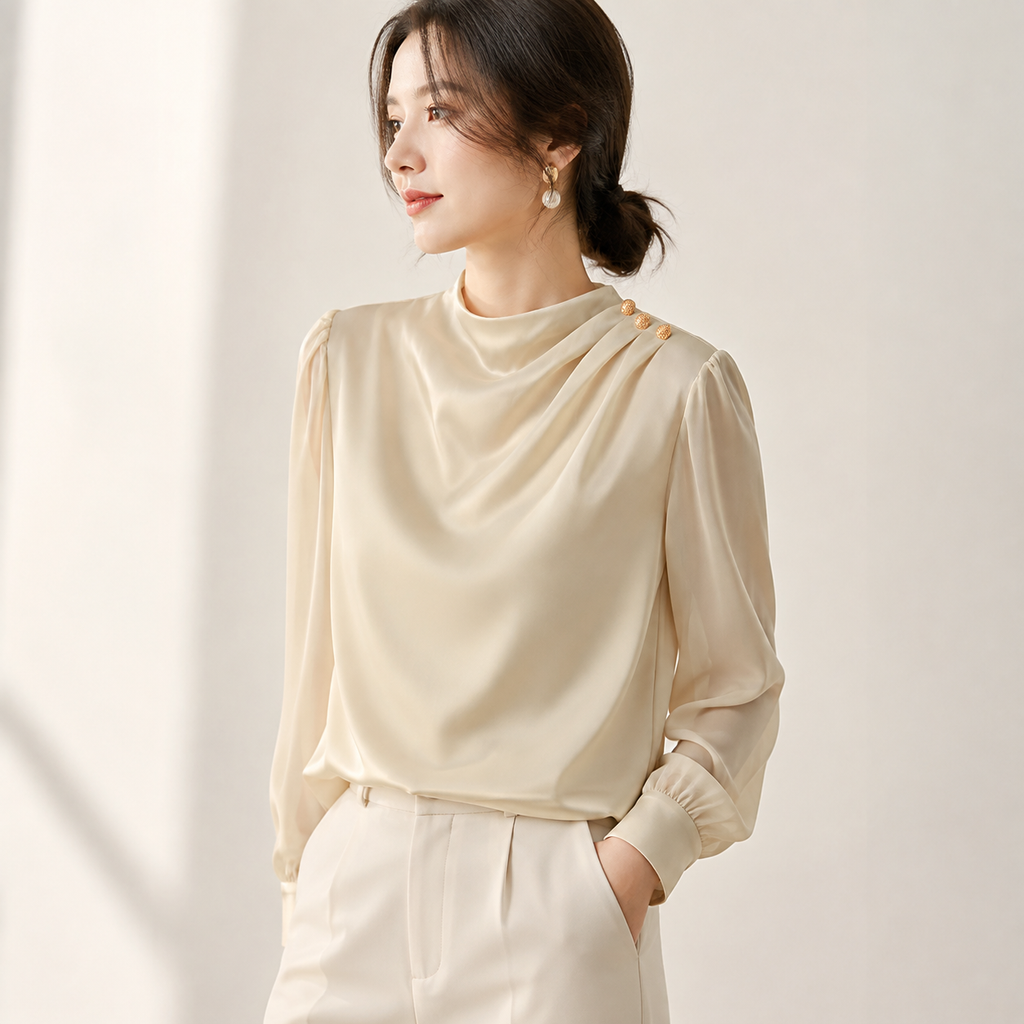 Elva - Gegolfde Blouse Dames