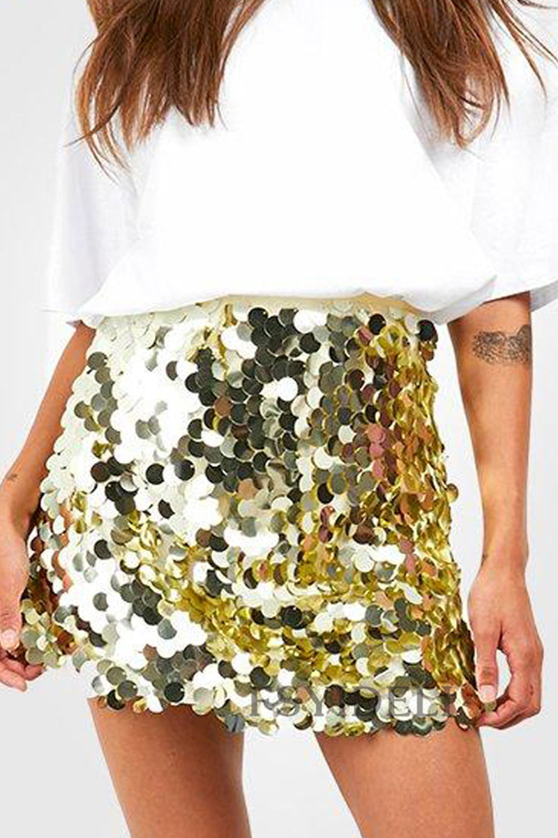 Lylia | Sexy Effen Kleur Sequin Rok voor Dames met A-lijn Pasvorm