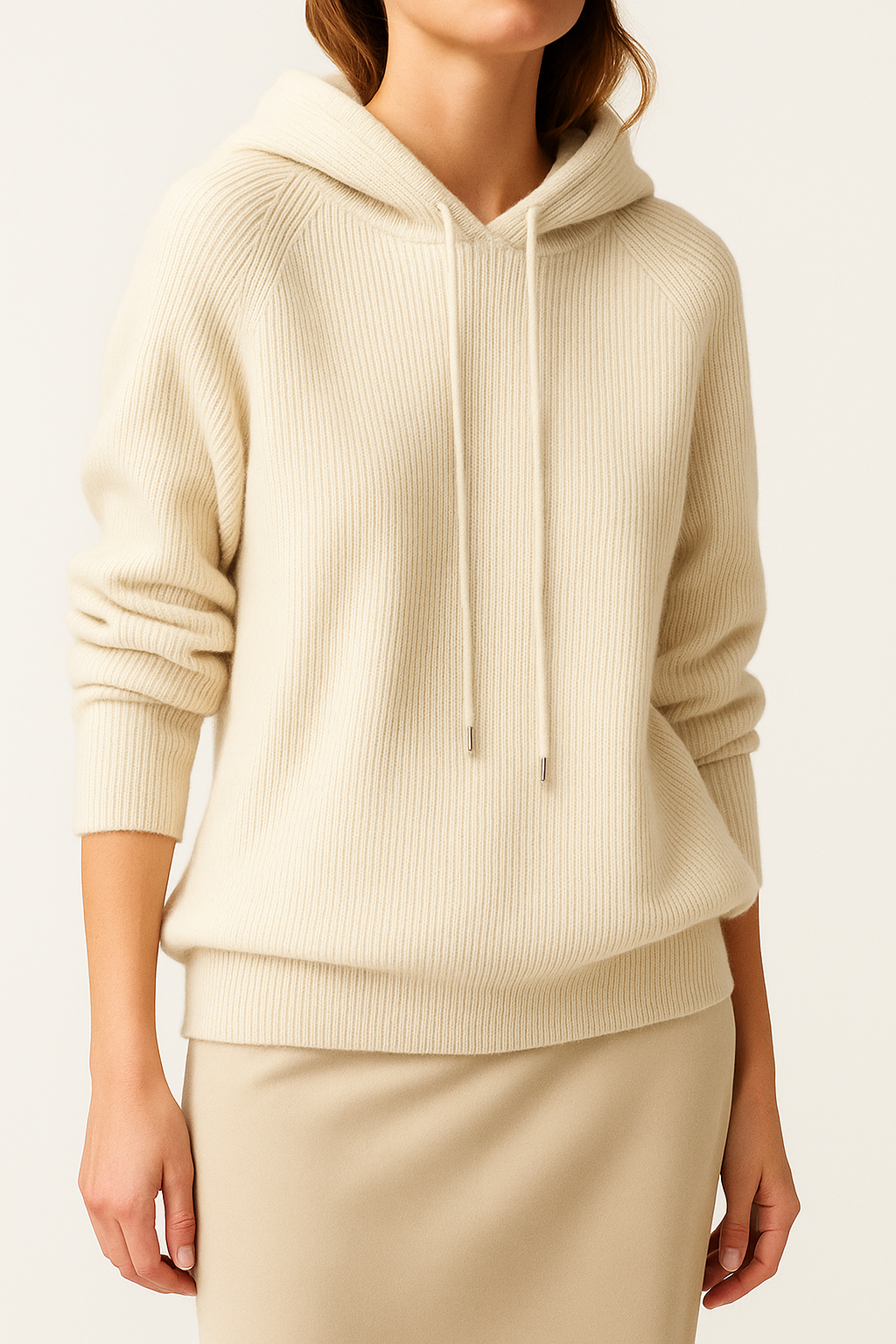 Dames Gebreide Hoodie – Trui met Capuchon, Casual Pullover voor Herfst en Winter