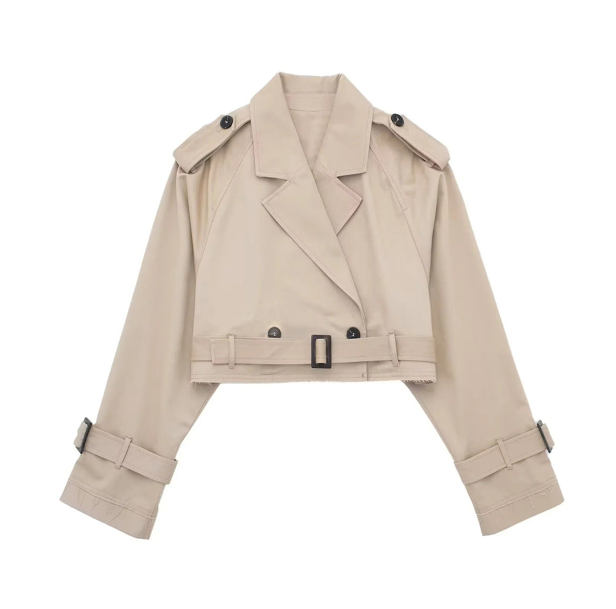Geesje | Dames Korte Trenchcoat met Cropped Silhouet – Tijdloze Overgangsstijl
