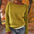 Dames Boothals Gebreide Trui – Lange mouwen, casual pullover