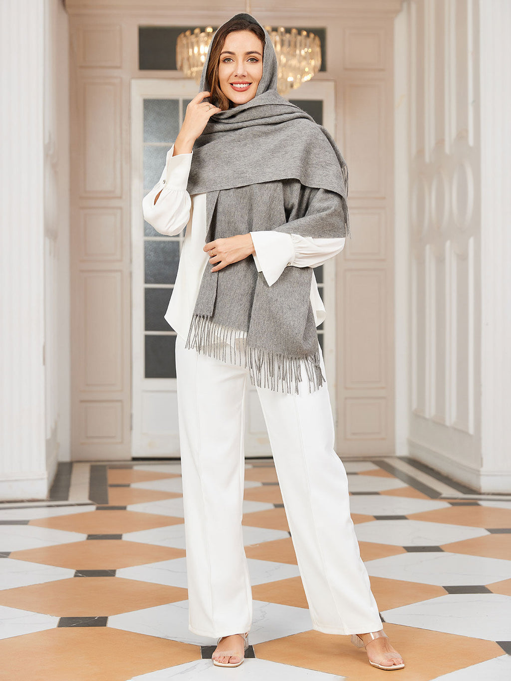 Dikra Wollen Sjaal | Dames Sjaal met Elegante Franje en Luxe Warmte
