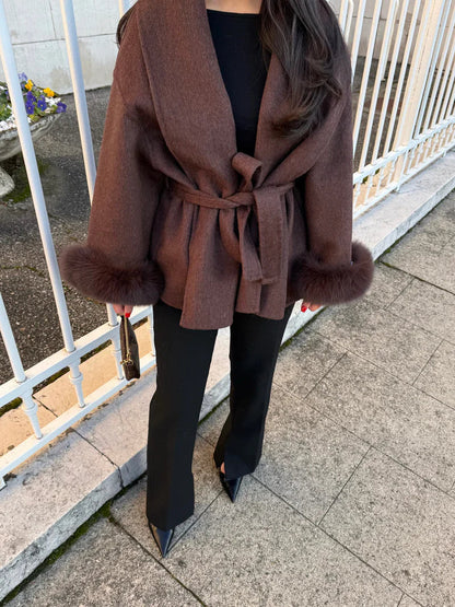 Faya Jas Dames | Dames Winterjas met Faux Fur en Elegante Tailleceintuur