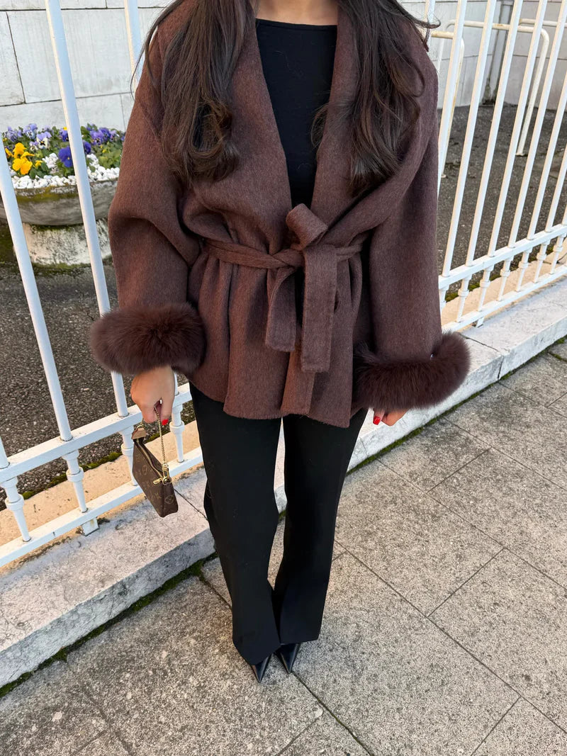 Faya Jas Dames | Dames Winterjas met Faux Fur en Elegante Tailleceintuur