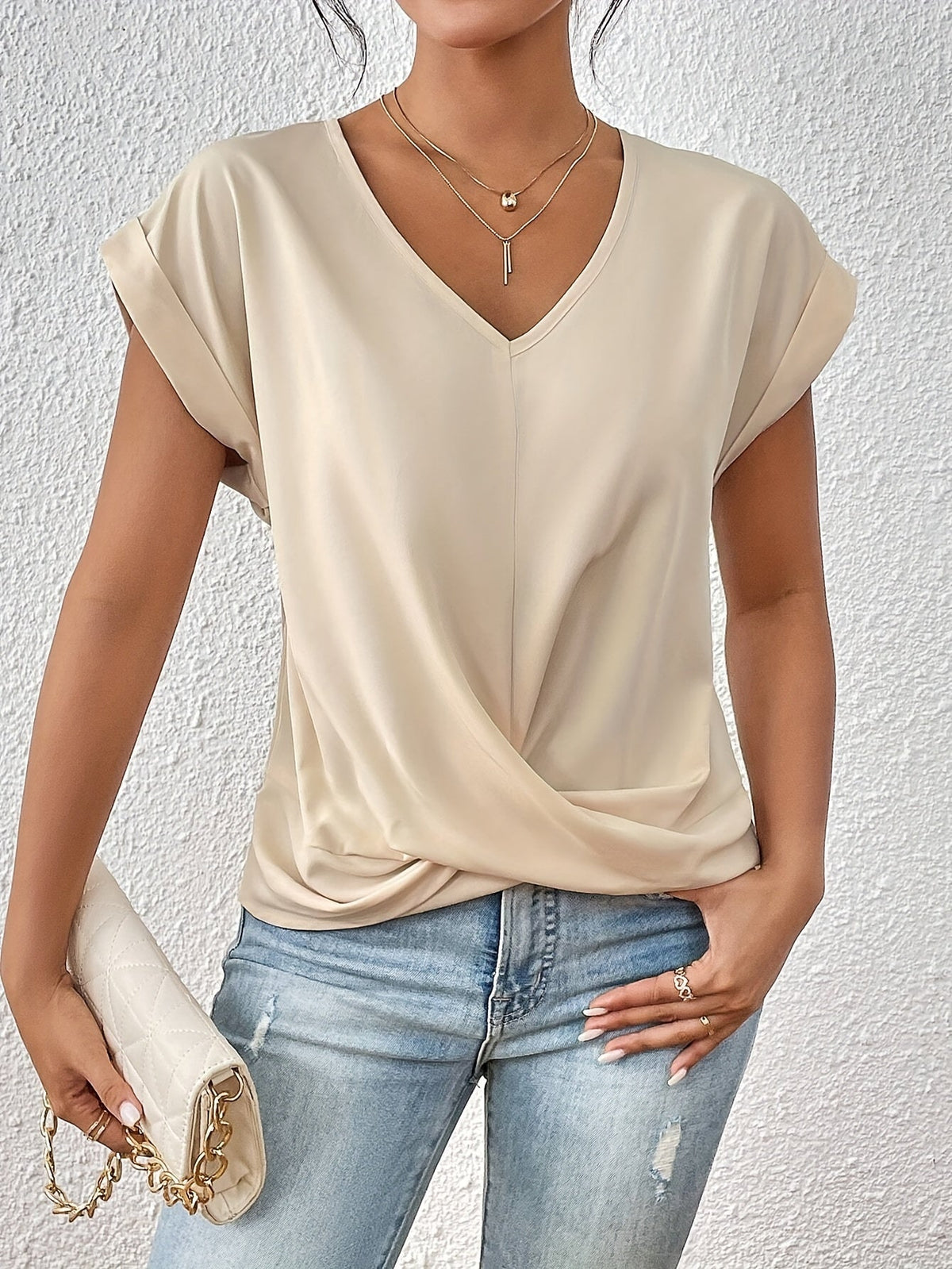 Dames Slim Fit T-shirt – Casual met V-hals voor Dagelijks Gebruik