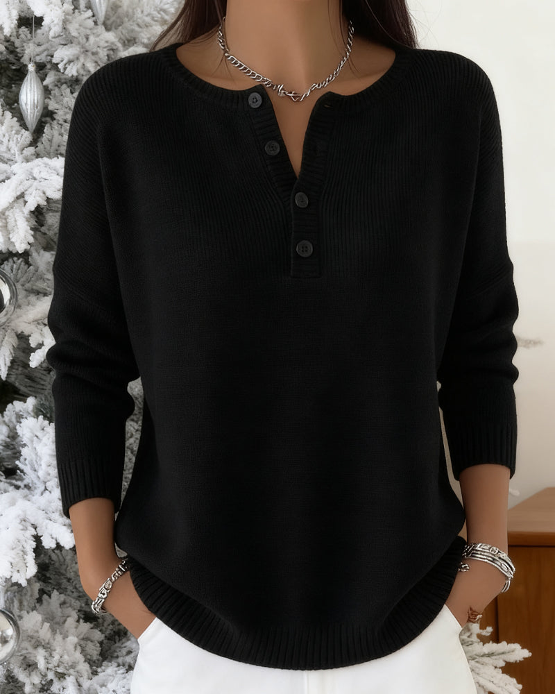 Dames Effen Gebreid Vest met Lange Mouwen – Zwart, Casual Cardigan voor Herfst en Winter