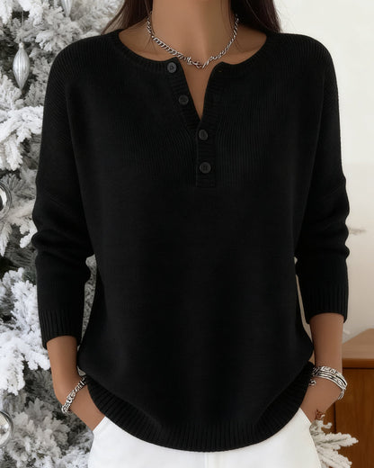 Dames Effen Gebreid Vest met Lange Mouwen – Zwart, Casual Cardigan voor Herfst en Winter