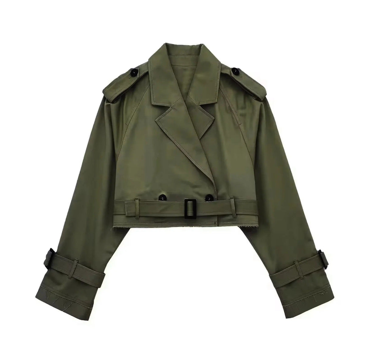 Geesje | Dames Korte Trenchcoat met Cropped Silhouet – Tijdloze Overgangsstijl