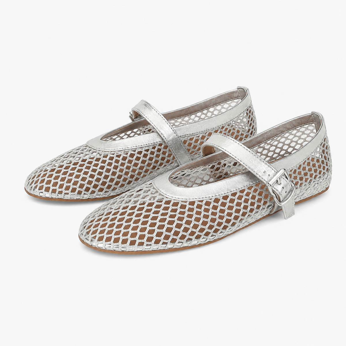 Juliette Mesh Ballerina's | Dames ballerina's met ademend mesh en leren details