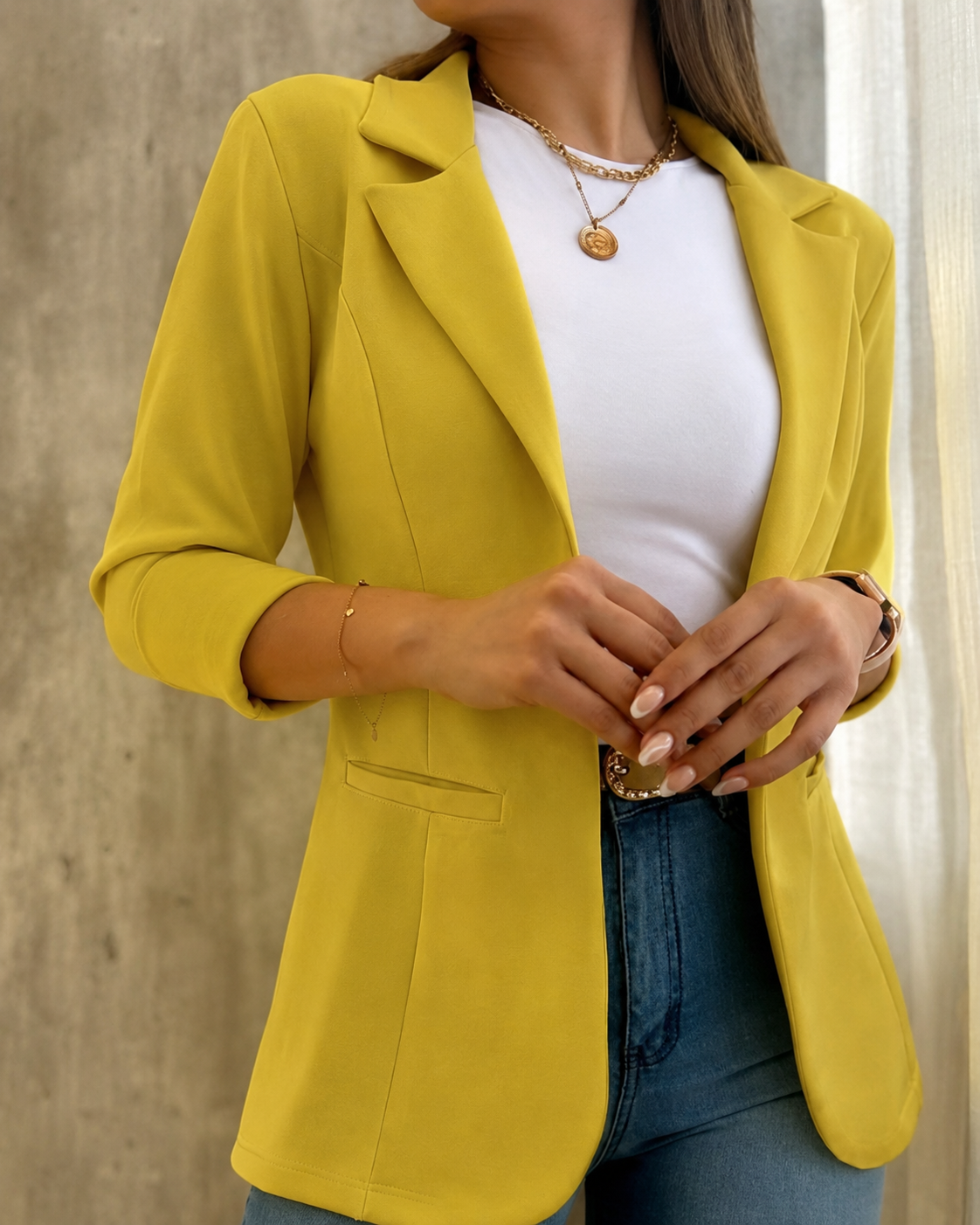 Jaisley - Pastel Blazer Met Zakken Elegant Damesmode