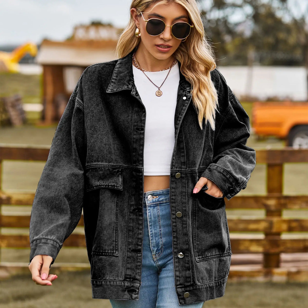 Oversized spijkerjas | Dames denim jas met utility details en relaxed fit