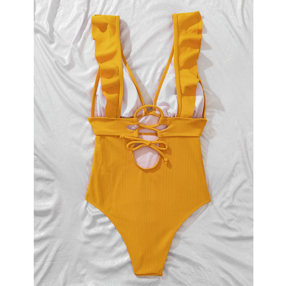 Elisa | Elegant V-Hals Badpak met Ruffle Details – Stijlvol & Flatterend