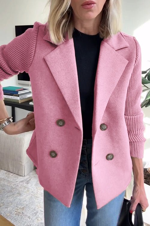Dames Blazer met Gebreide Mouwen – Tijdloos Zwart, Casual en Business Outfit