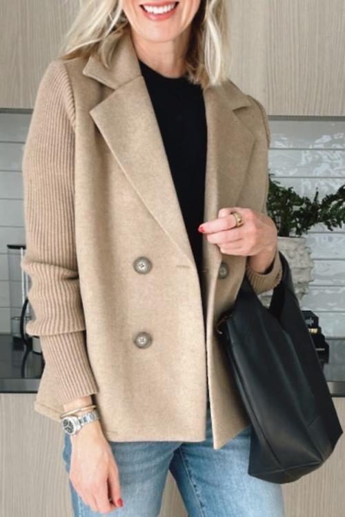 Dames Blazer met Gebreide Mouwen – Tijdloos Zwart, Casual en Business Outfit