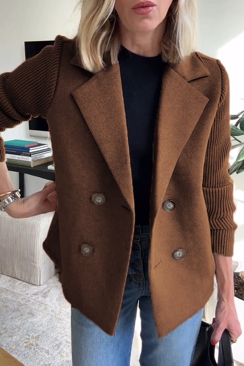Dames Blazer met Gebreide Mouwen – Tijdloos Zwart, Casual en Business Outfit