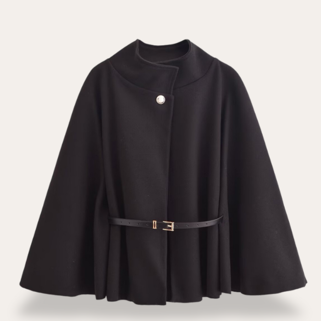 Dames Wollen Cape Mantel – Effen, Casual voor Herfst en Winter