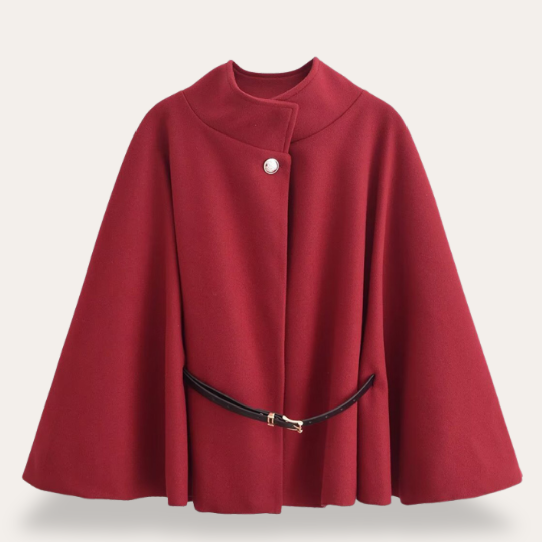 Dames Wollen Cape Mantel – Effen, Casual voor Herfst en Winter
