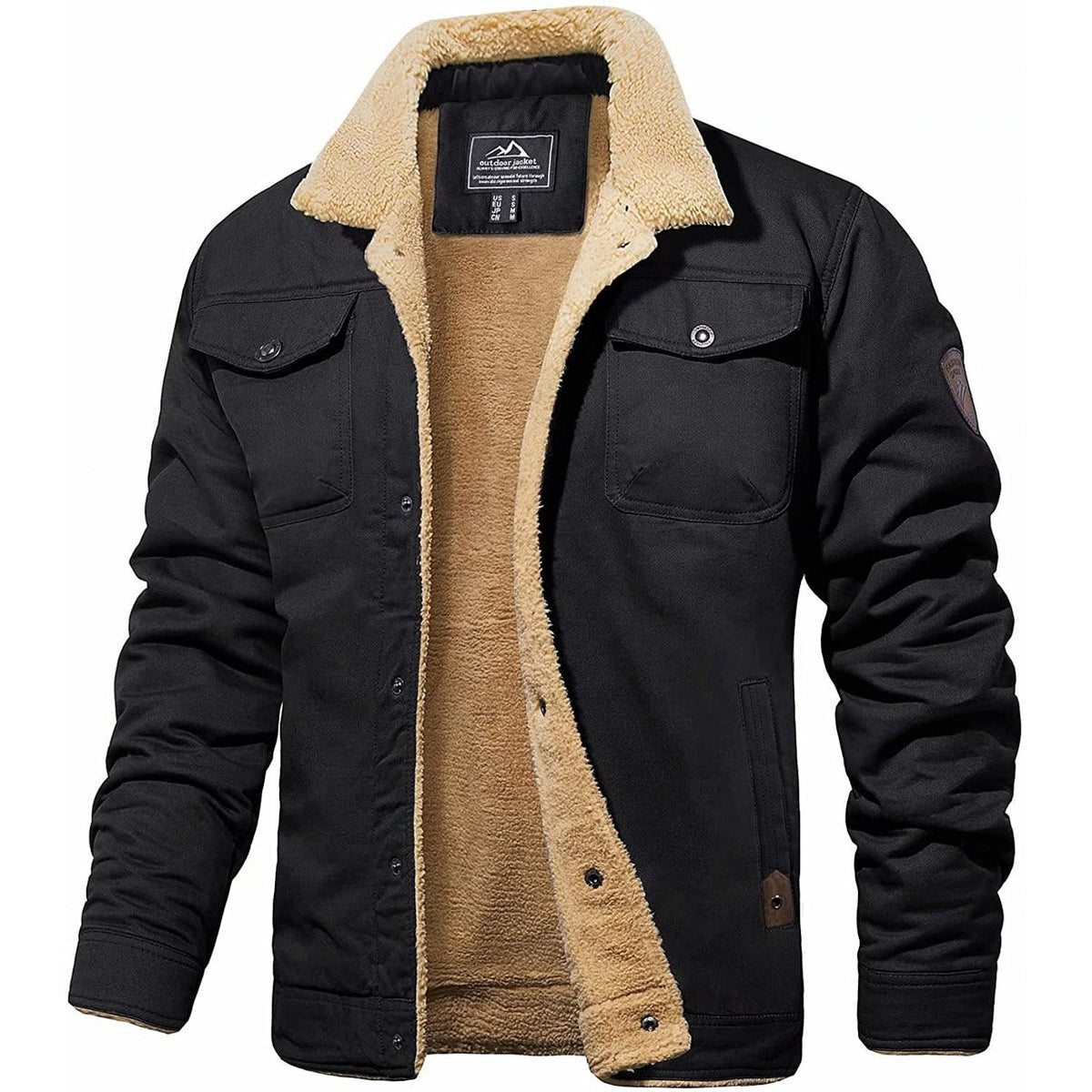 Heren Winterjas met Sherpa Voering - Warme Gevoerde Jas