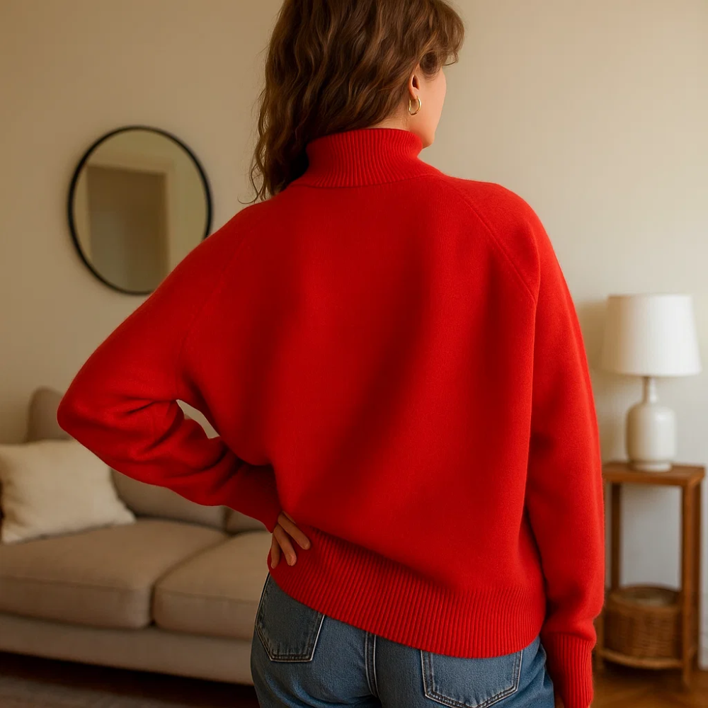 Dames Trui met Knopen – Effen Beige, Ronde Hals, Casual Knitwear voor Herfst en Winter
