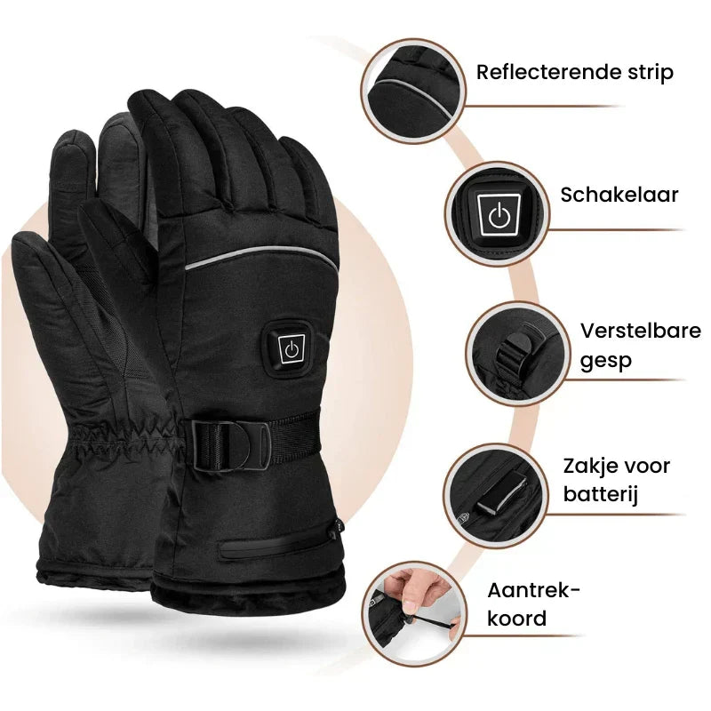 Dames Waterdichte Elektrisch Verwarmde Handschoenen – Zwart, Perfect voor Koude Weersomstandigheden en Buitenactiviteiten