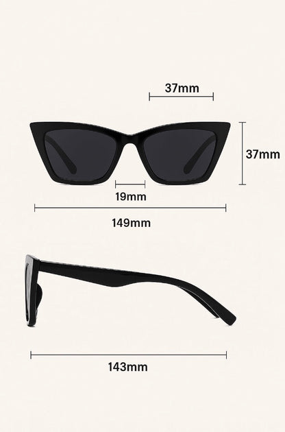 Noire | Zonnebril voor dames met cat-eye design en diepzwarte, gedurfde afwerking