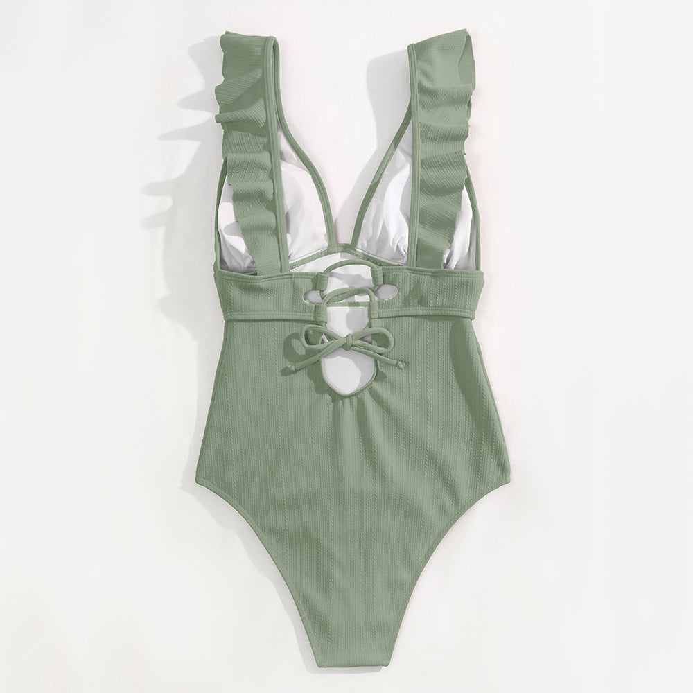 Elisa | Elegant V-Hals Badpak met Ruffle Details – Stijlvol & Flatterend