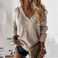 Dames Ruimvallende Top – V-hals, Casual Basic voor Dagelijks Gebruik