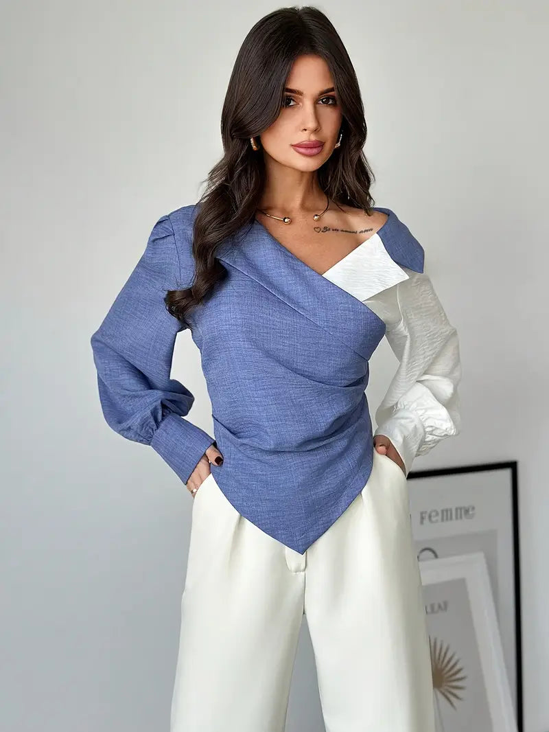 Hella – Trendy asymmetrische blouse met lange mouwen