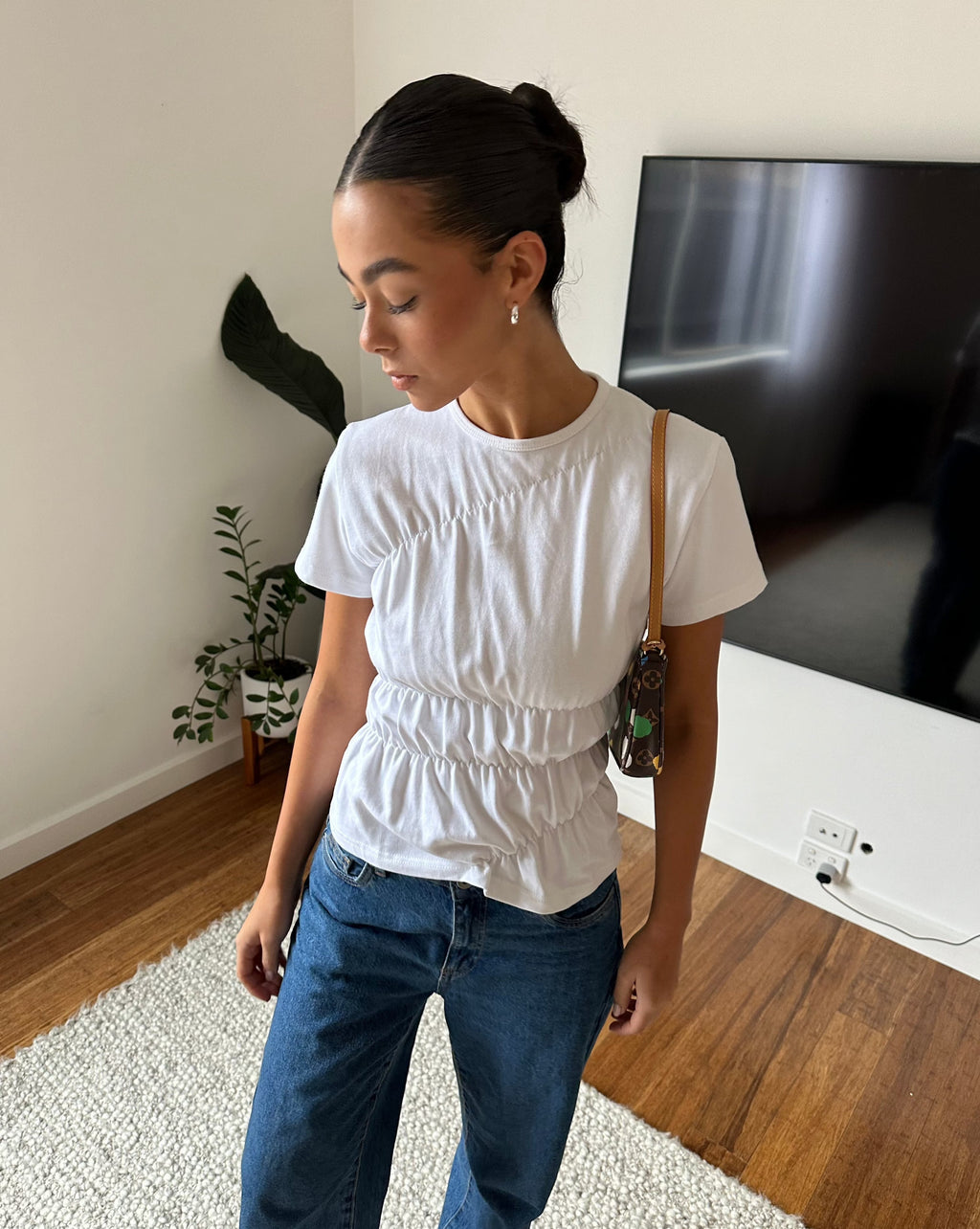 Mellbourne - Katoenen dames T-shirt met scrunch-details