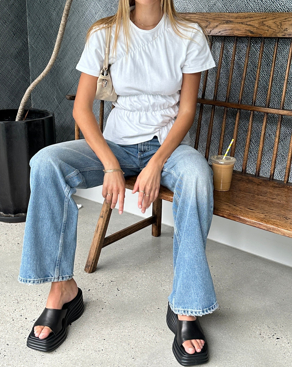 Mellbourne - Katoenen dames T-shirt met scrunch-details