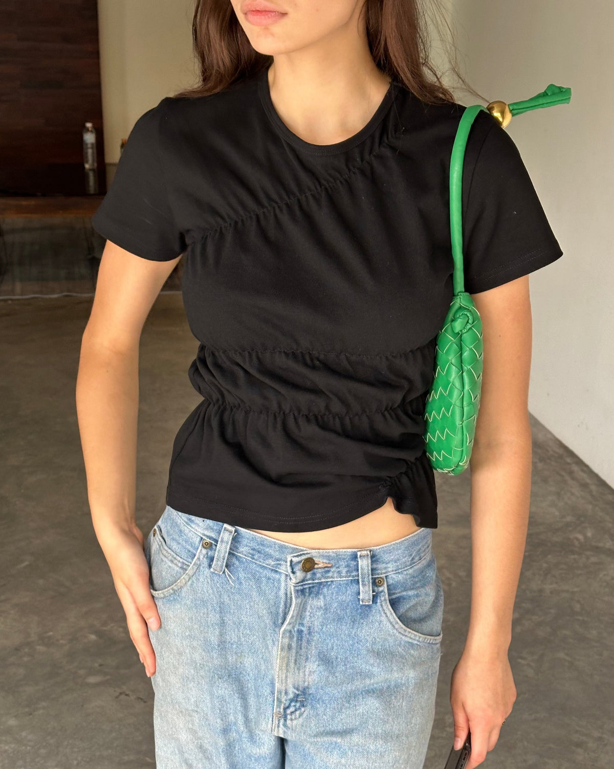 Mellbourne - Katoenen dames T-shirt met scrunch-details