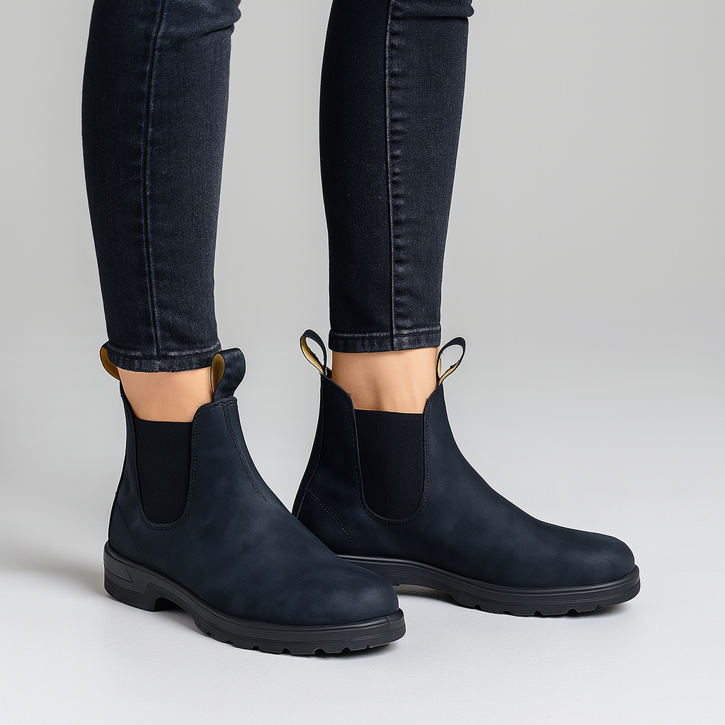 Dames Waterdichte Chelsea Laarzen – Zwart Leer, Klassiek Instapmodel voor Casual en Regenachtige Dagen