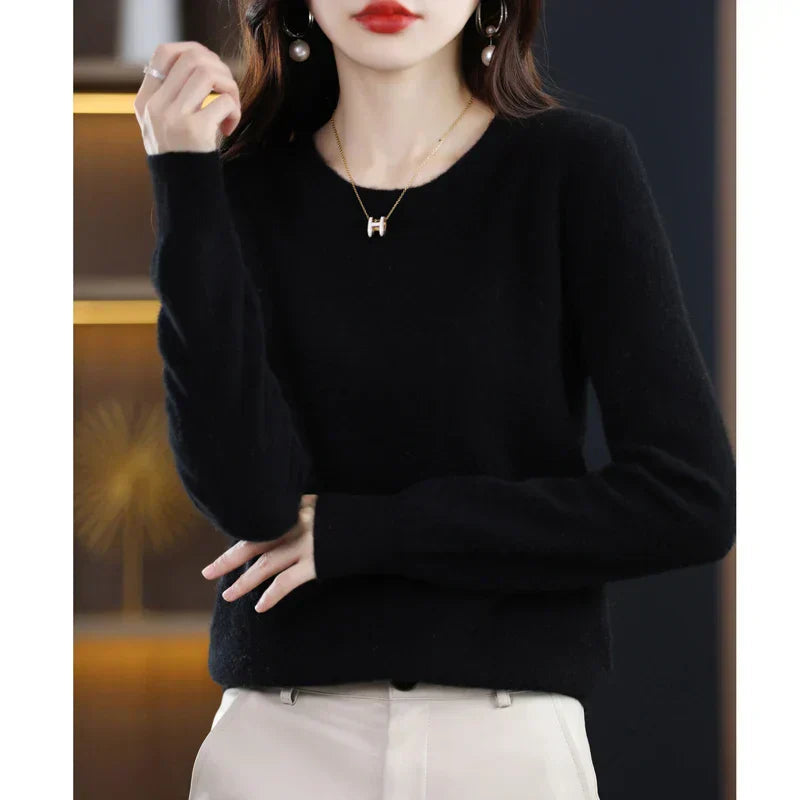 Dames Kasjmier Trui – Warm en Zacht, Effen Beige, Perfect voor Herfst en Winter