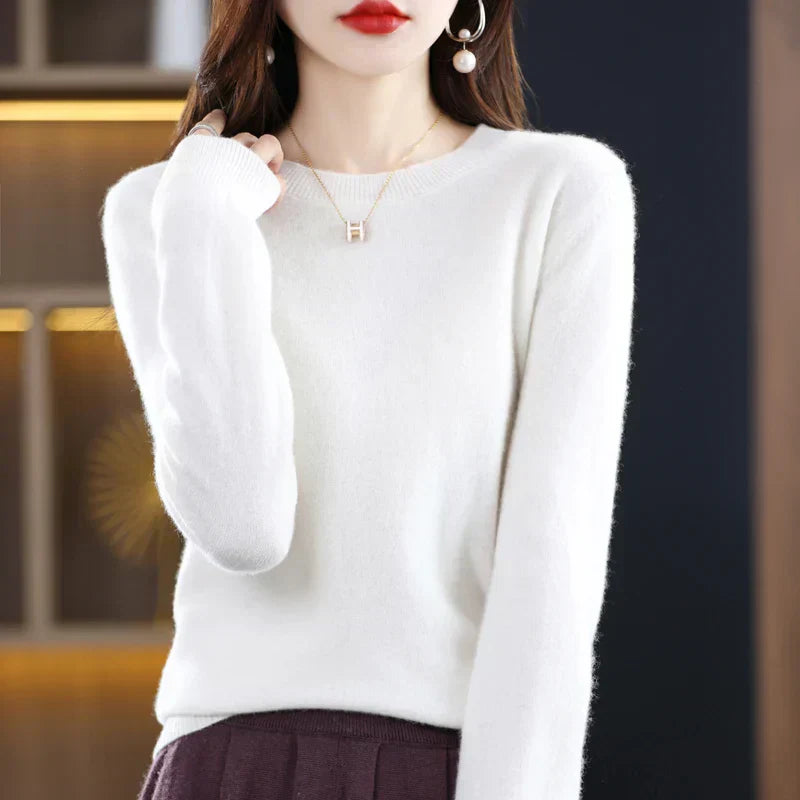 Dames Kasjmier Trui – Warm en Zacht, Effen Beige, Perfect voor Herfst en Winter