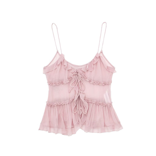 Rachelle | Romantische Camisole Top voor Dames, Mouwloos, Transparant en Gelaagd – Perfect voor Lente en Zomer