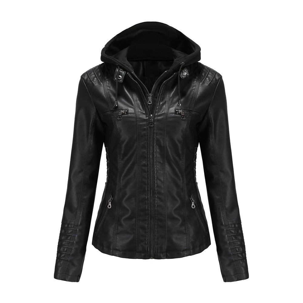 Dames Leren Jas | Stijlvolle Jacket met Capuchon en Comfortabele Pasvorm