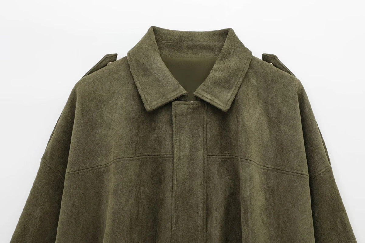 Aïsha oversized suede jacket | Dames jas van luxe suède met vintage flair