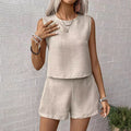Christien | Dames Set Top en Shorts – Relaxed Fit, Mouwloos, Ademende Stof, Cropped
