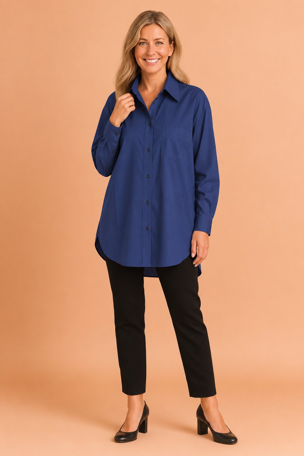 Dames Oversized Blouse met Klassieke Kraag