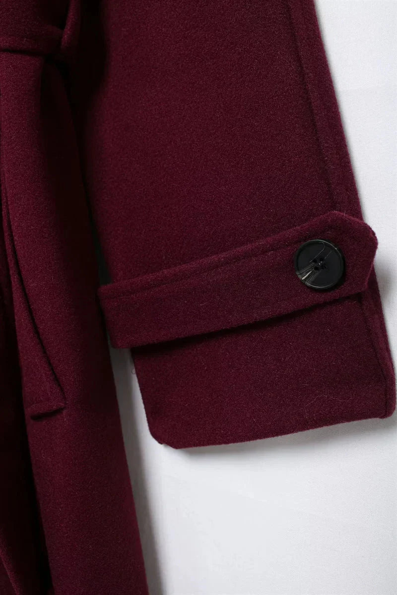 Burgundy damesmantel | Oversized jas van wolblend met tijdloze elegantie