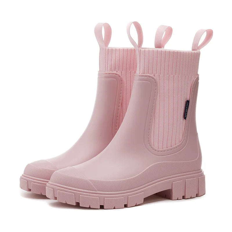 Eira | Dames regenlaarzen met verhoogde hak en elastische sluiting – waterdicht & slipvast