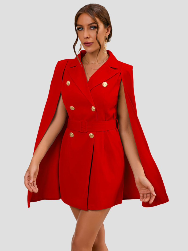 Elegante Cape Blazer Jurk Voor Dames