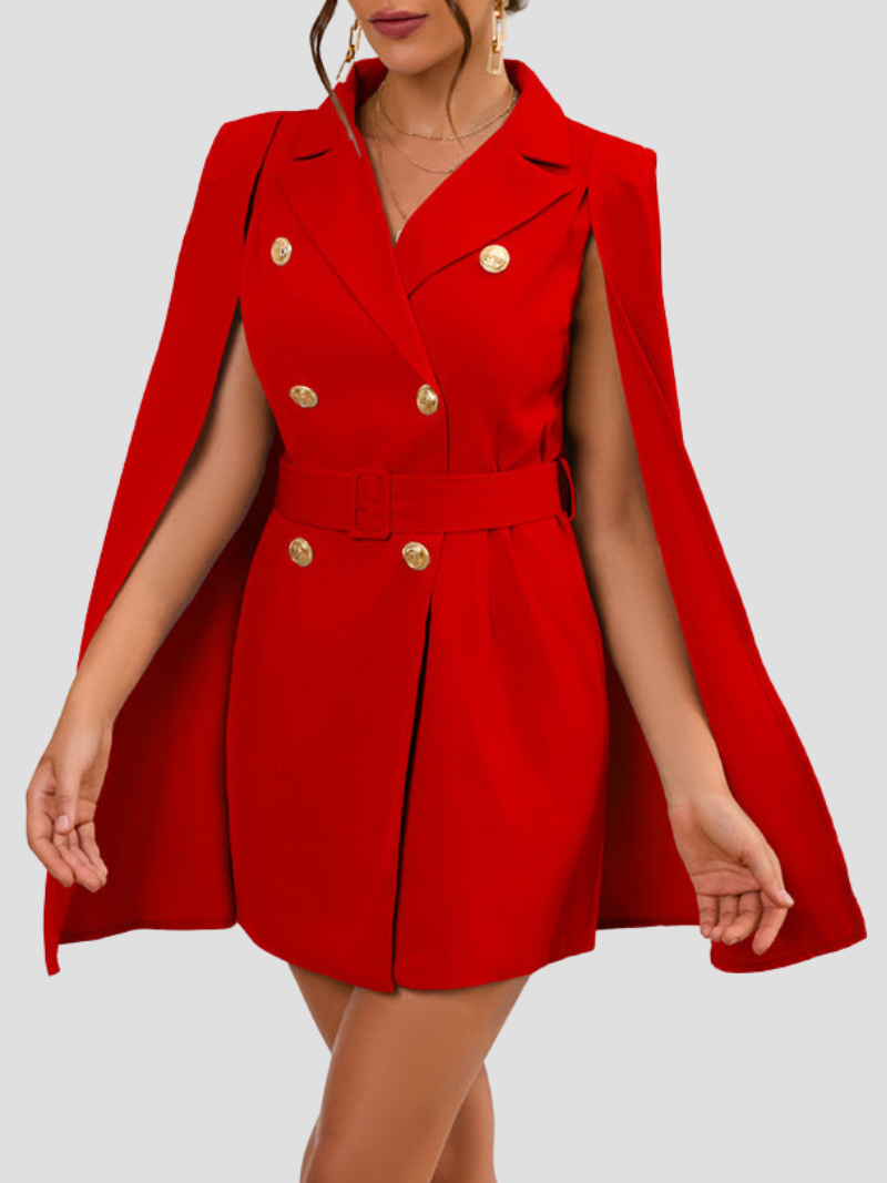 Elegante Cape Blazer Jurk Voor Dames